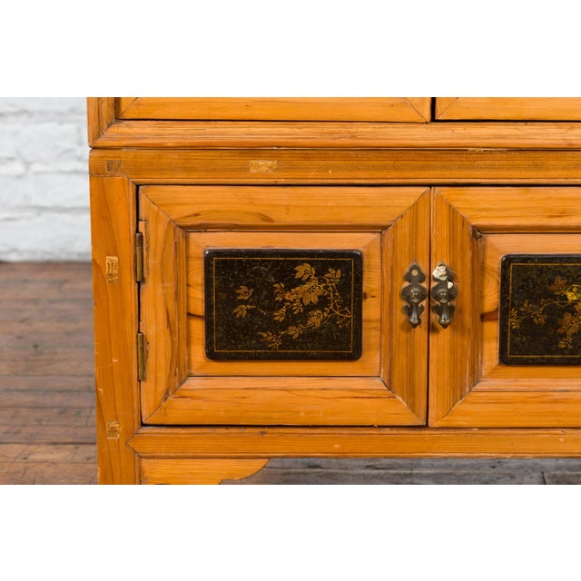 Mid 19th Century 19th Century Chinese Qing Dynasty Tall Wooden Chinoiserie Panel Cabinet For Sale - Image 5 of 13