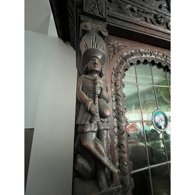 Late 19th Century 19th Century French Henri II Style Renaissance Revival Carved Oak Hunt Cabinet For Sale - Image 5 of 15