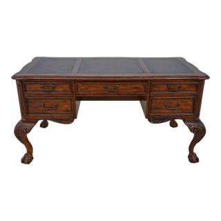 Sligh Ball & Claw Leather Top Office Desk For Sale