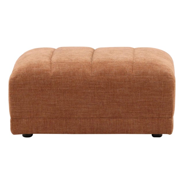 Terra Cotta Upholstered Ottoman For Sale
