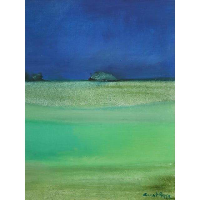 Mid-Century Modern 'Where the Sky Deepens' Swedish Original Abstract Landscape Oil Painting, Framed For Sale - Image 11 of 13