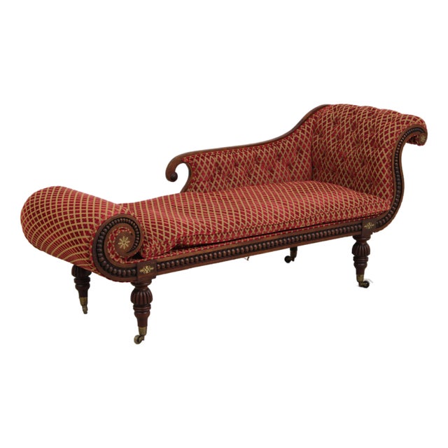 Antique English 19th C. Mahogany Fainting Couch Recamier For Sale