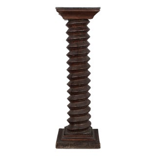 18th Century French Wooden Wine Press Screw Pedestal For Sale