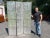 A vintage three-panel folding faux mirrored room divider screen with a heavy metal frame. Product Information: Materials:...
