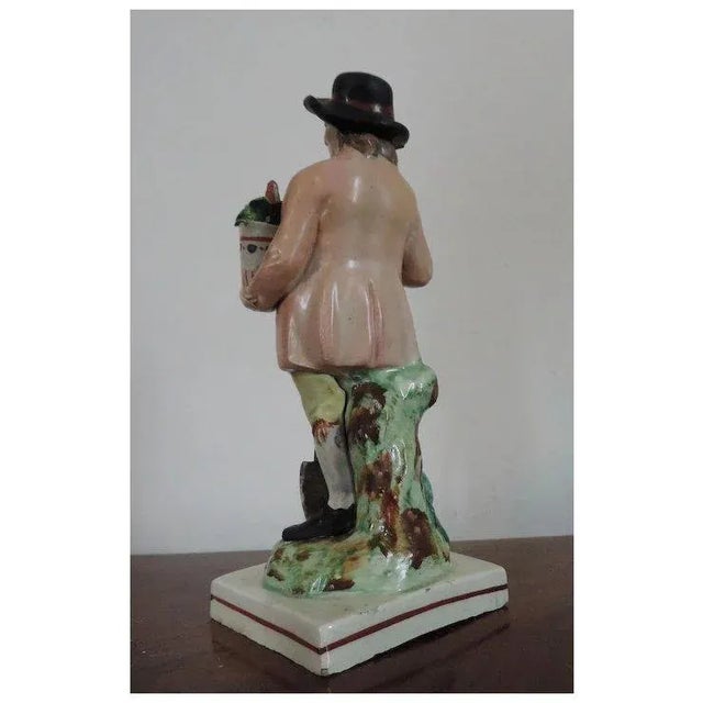 Early 19th Century Antique 18th Century Staffordshire Pearlware Figure of a Gardener For Sale - Image 5 of 11