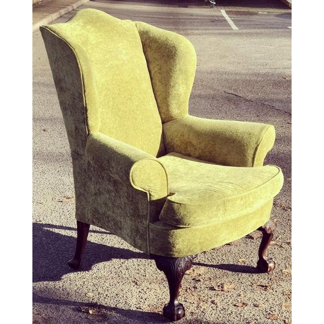 Textile Antique Library Armchair with Fine Carved Mahogany Legs For Sale - Image 7 of 8