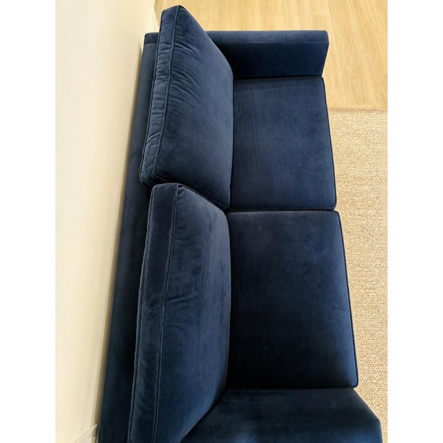 Contemporary West Elm Harris Queen Sleeper Sofa in Ink Blue Performance Velvet For Sale - Image 3 of 7