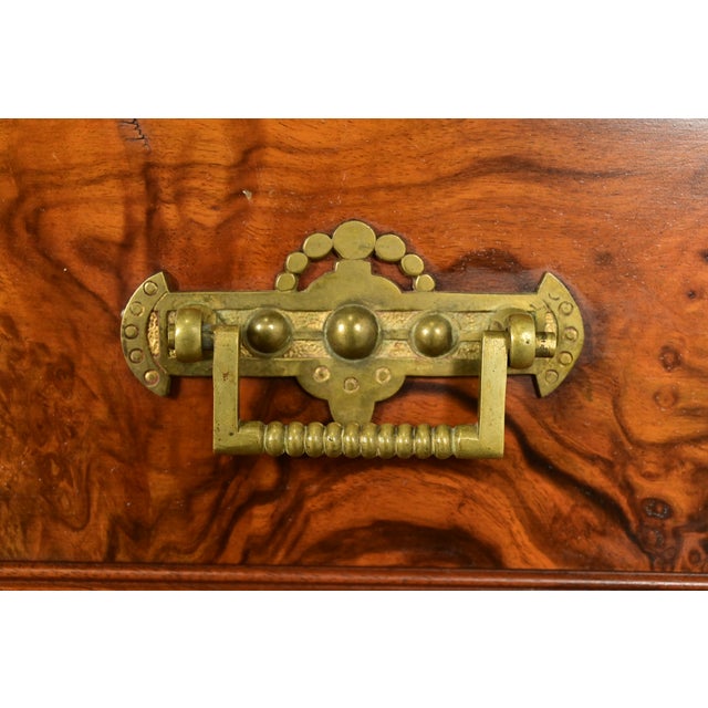 Brown Herter Brothers Style Antique Eastlake Victorian Carved Walnut and Burl Wood Highboy Dresser, Circa 1880s For Sale - Image 8 of 17
