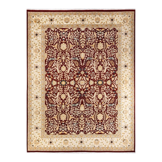 Mogul, One-of-a-Kind Hand-Knotted Area Rug in Red, 9' 1" x 11' 10" For Sale