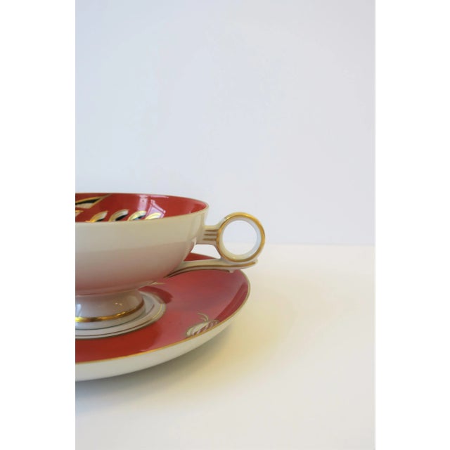 Black Art Deco Tea or Coffee Cup in Terracotta, Black and Gold Porcelain by Wallendorf For Sale - Image 8 of 12