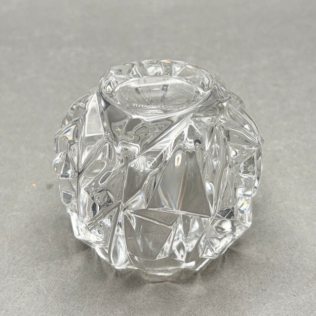 Vintage Tiffany & Co. Rock Cut Clear Crystal Votive Candle Holder For Sale In New York - Image 6 of 7