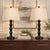 Late 20th Century Sculptural Matte Black Table Lamps With Linen Shades - A Pair For Sale - Image 4 of 8