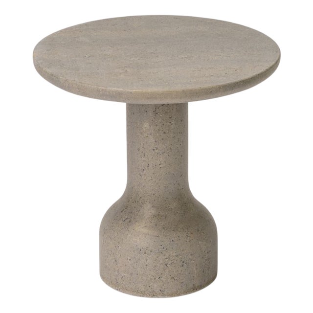 Peso Minimalist Round Side Table in Limestone by Depping & Jørgensen For Sale