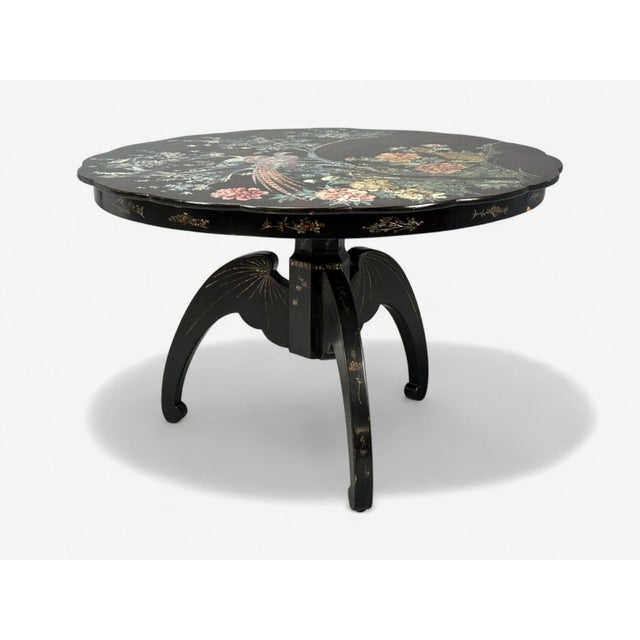 Early 20th Century Chinese Export, Ebonized Wood, Mother-of-Pearl, Center Table, China, 1900 For Sale - Image 5 of 18