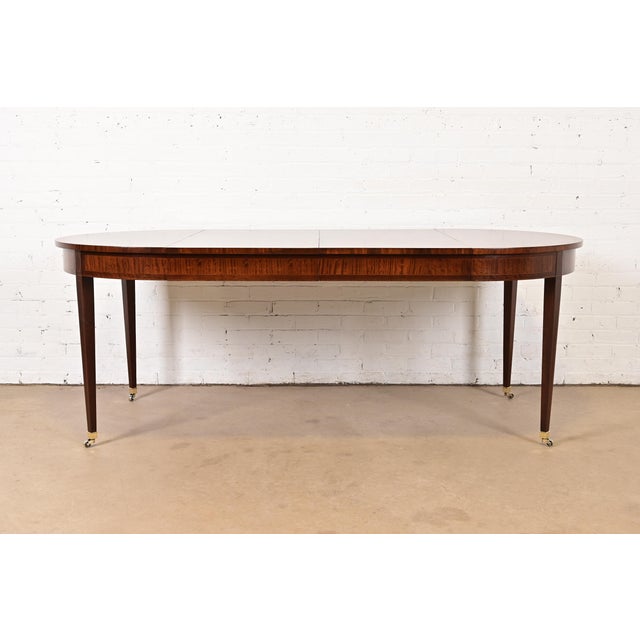 Henredon Henredon Federal Banded Mahogany Extension Dining Table, Newly Refinished For Sale - Image 4 of 14