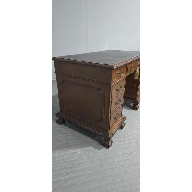 Brown Vintage Mahogany Pedestal Desk, 1880s For Sale - Image 8 of 15