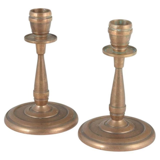 1940s Art Deco Brass Candlesticks from CAWA, Denmark, 1940s, Set of 2 For Sale - Image 5 of 5