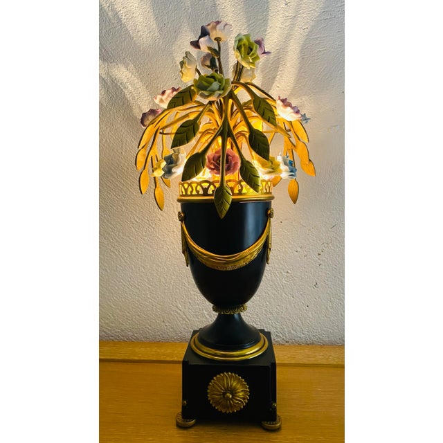 Mid Century Vintage Italian Brass and Porcelain Whimsical Decorator Table Lamp For Sale - Image 11 of 11