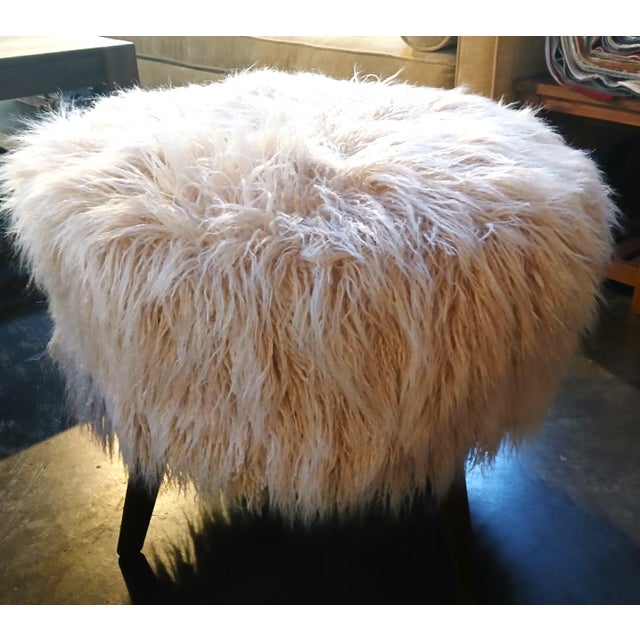 Mid-Century Modern Claire Fur Ottoman For Sale - Image 3 of 10