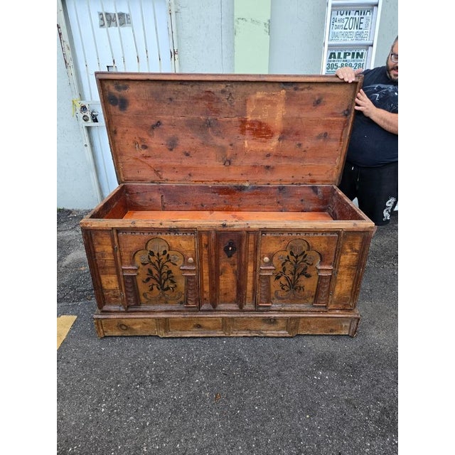 18th Century Austrian / German Stenciled Sockeltruhe Wedding Chest For Sale - Image 4 of 16
