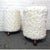 Modernist faux fur cylindrical stools with walnut legs in the manner of Jean Royere 14” diameter x 20.5” height