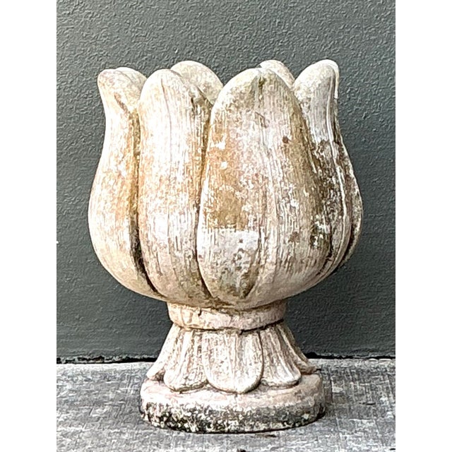 Vintage Patinated Cast Concrete Tulip Planter For Sale - Image 4 of 12