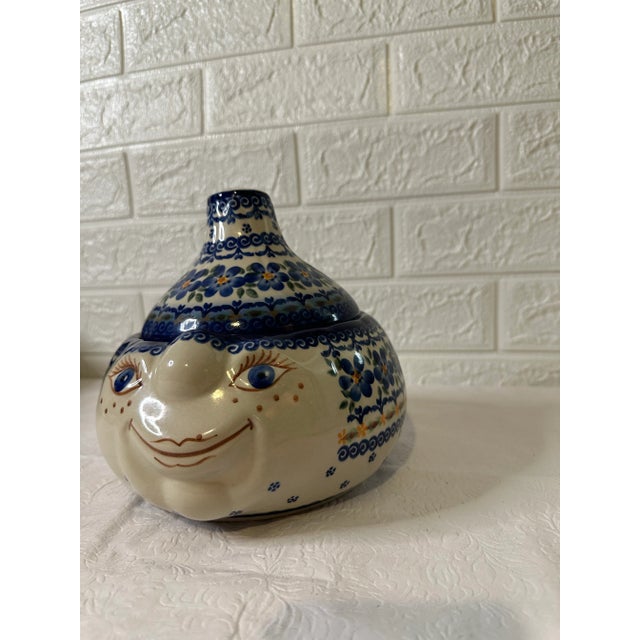 Vena Unikat Polish Pottery Face Jar – Hand-Painted & Signed. For Sale - Image 9 of 9
