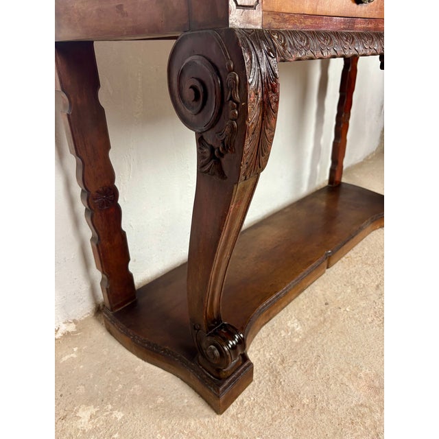 Spanish Carved Console Table with Drawers, 1940s For Sale - Image 11 of 13