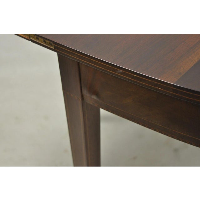 Antique Sheraton Federal Mahogany Urn Inlay Flip Serpentine Console Game Table For Sale - Image 15 of 18