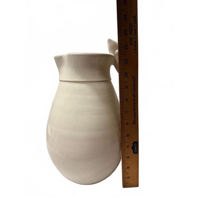 Ceramic Large 13" Hand-Made Italian Ceramic Pitcher With Figural Fish Handle For Sale - Image 7 of 8
