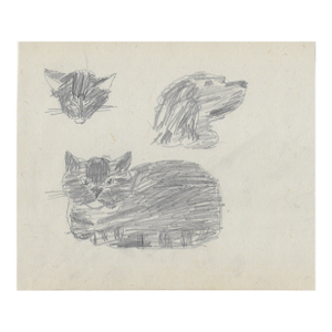 1943 William Wood Cat and Dog Drawing
