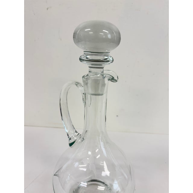 Vintage 1980s Etched Crystal Grape Vine Wine Decanter With Handle & Ball Stopper For Sale - Image 11 of 16