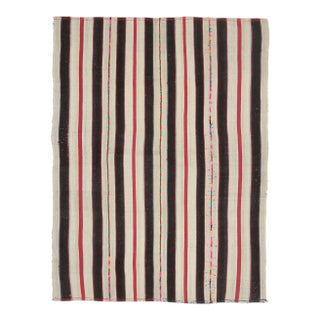 Vintage Turkish Hand-Knotted Wool Cotton Beige Kilim Area Rug For Sale