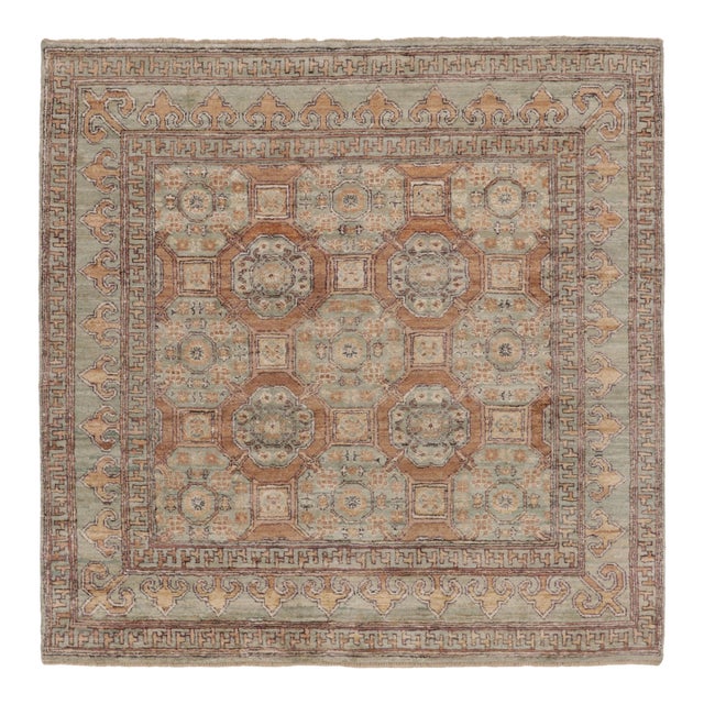 Contemporary Khotan Style Square Rug, With Geometric Design, by Rug & Kilim, India For Sale