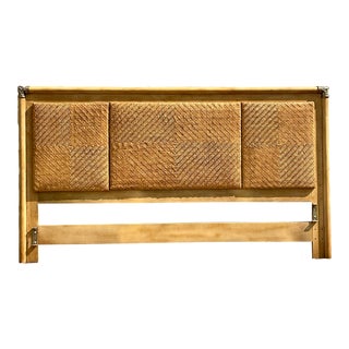 Vintage Boho Henredon Circa East Woven Leather King Headboard For Sale