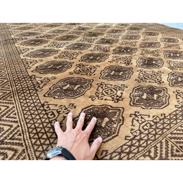 Camel Terracotta Design Camel Turkmen Bokhara Hand-Knotted Wool Rug - 6'9" X 8'5" For Sale - Image 8 of 9