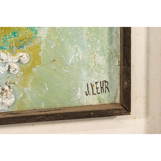 Pair of Modernist Impasto Encaustic Abstract Oil Paintings Signed J. Lehr 1970s For Sale - Image 9 of 16