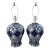 Vintage Aalia Navy Blue and White Geometric Porcelain Ginger Jar Table Lamps - a Pair For Sale