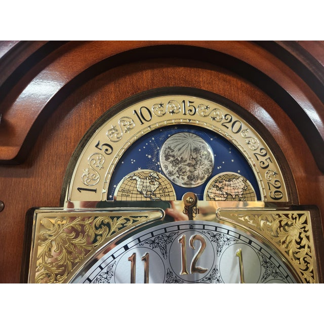 1960s 1980s Sligh Moon Dial Grandfather Clock With Chimes For Sale - Image 5 of 7