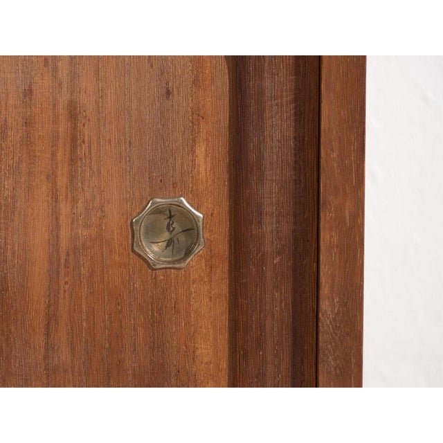 Brown Antique Low Tansu Sliding Door Closet For Sale - Image 8 of 13