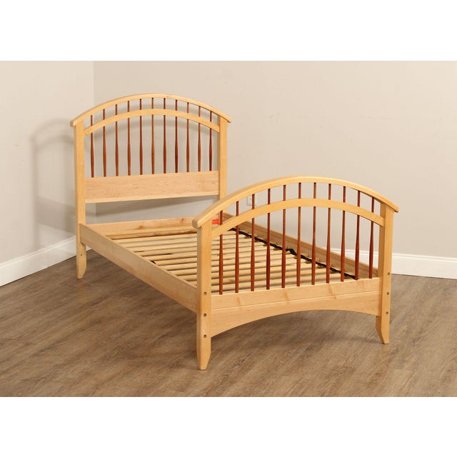 High Quality American Made Twin-Size Maple Frame Bed with Cherry Spindled Head and Footboard