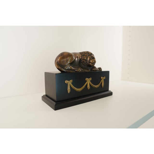 Black Vintage Sleeping Lion Sculpture For Sale - Image 8 of 15