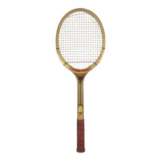 Vintage Wooden Tennis Racket for Designer Decorating Wood Racquet Beach House For Sale