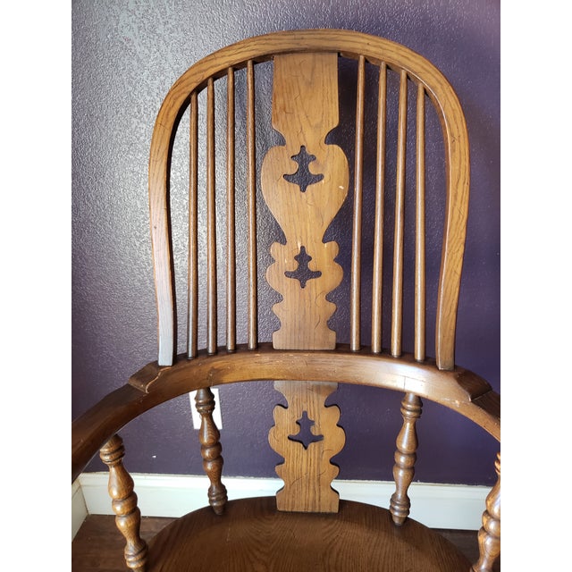 Conant Ball Colonial Revival Windsor Dark Oak Arm Chair For Sale - Image 9 of 11
