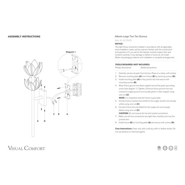 Visual Comfort Julie Neill for Visual Comfort Signature Alberto Large Two Tier Sconce in Plaster White For Sale - Image 4 of 4