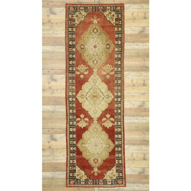 Brick Red Vintage Turkish Oushak Runner - 03'08 X 11'01 For Sale - Image 8 of 10