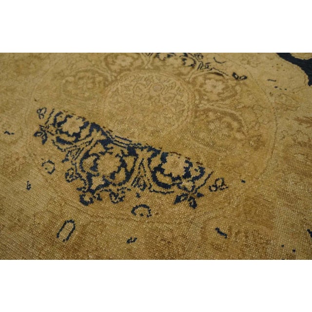 Navy Blue Appreciable Navy Blue and Tan Beige Color With Medallion Desing Antique Persian Malayer Rug For Sale - Image 8 of 12