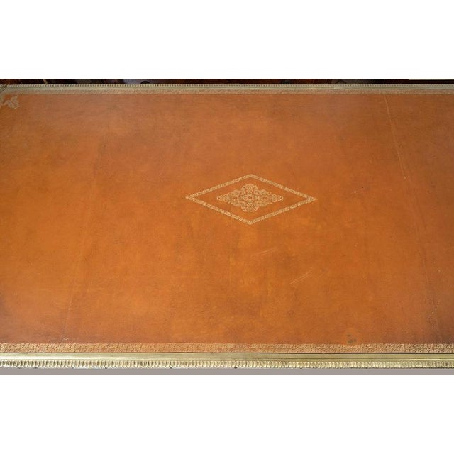 Antique French Napoleon III Bureau Plat Desk in Fine Exotic Wood with Gilded Bronze Inlays, France, 19th Century For Sale - Image 3 of 7