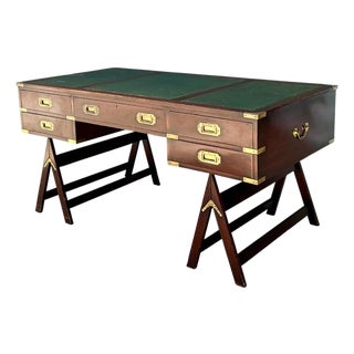 Vintage Military Campaign Wood Desk For Sale