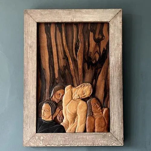 Carved Wood Plaque by Phyllis Pog Yglesias, 1925 For Sale - Image 9 of 9